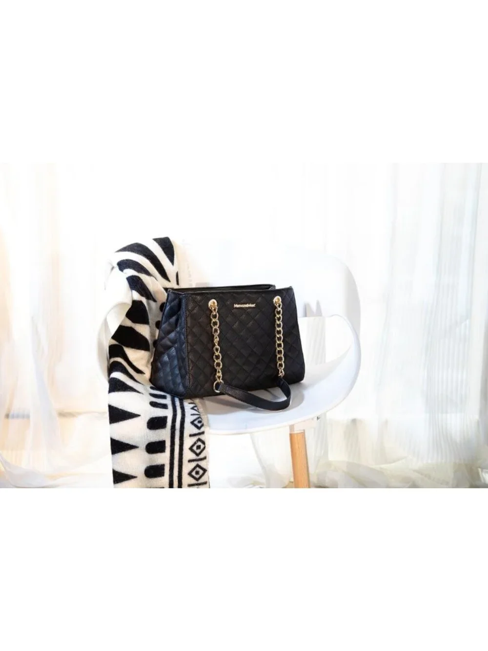 Quilted Medium Tote Bag for Women | Stylish Chain Shoulder Handbag Purse
